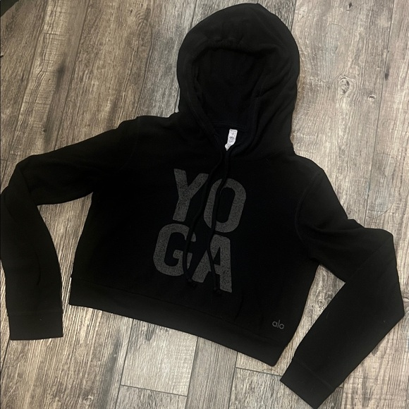 ALO Yoga Tops - ALO Yoga Black YOGA Crop Hoodie